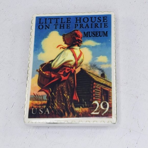 Little House On The Prairie Museum Stamp Magnet Kitchen Fridge Vintage - Picture 2 of 3